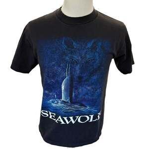 Vintage Seawolf US Navy Submarine Graphic T-Shirt, Black, Size M